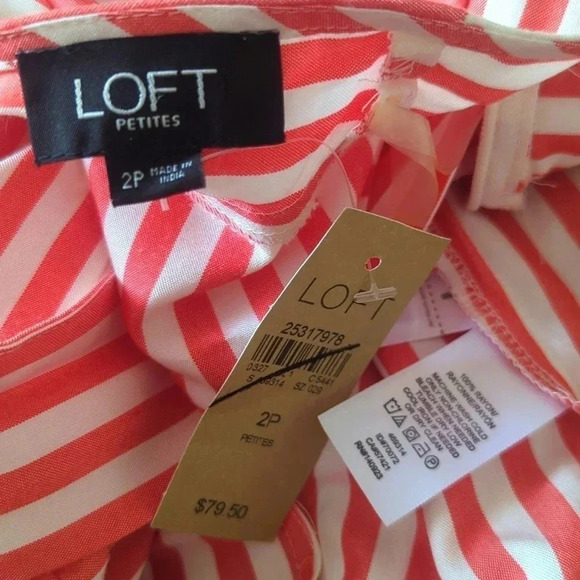 Ann Taylor LOFT Striped Flutter Tie Waist Red White Romper - Picture 9 of 9